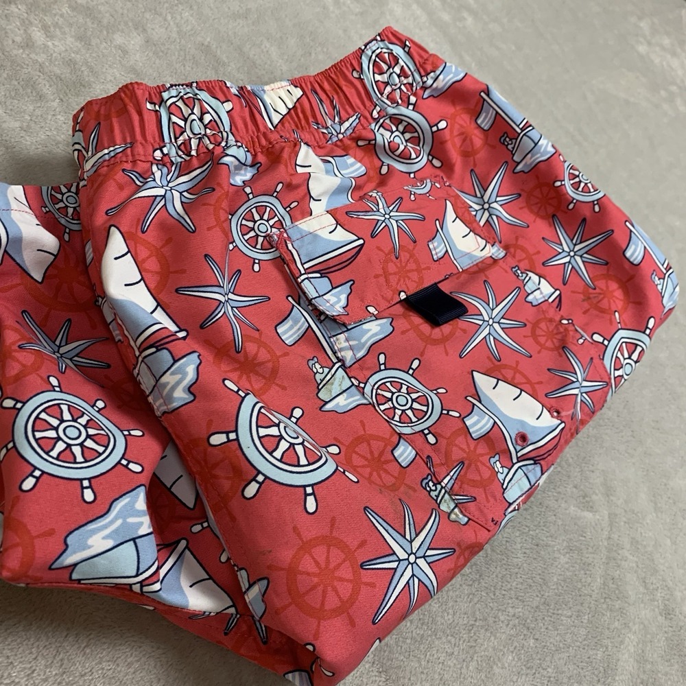 Vineyard Vines Red Nautical Print Swim Trunks